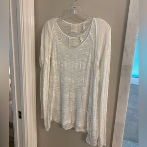 Set:  Sheer off-white cap sleeve top with matching long sleeve
